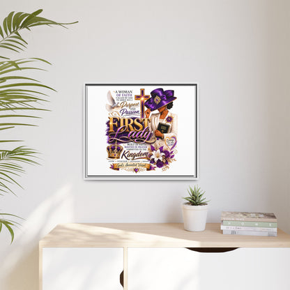 First Lady Faith Wall Art — Framed Matte Canvas (Purple & Gold)