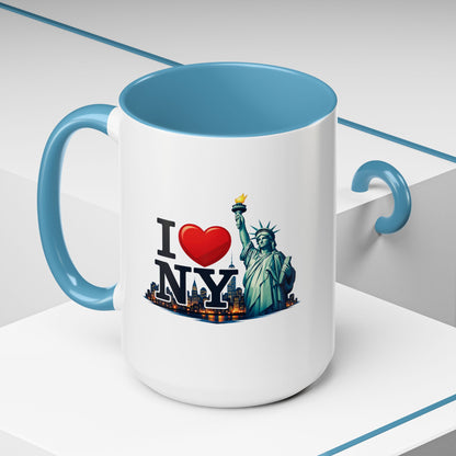 I  NY Statue of Liberty Accent Coffee Mug – New York City Souvenir (11/15 oz)