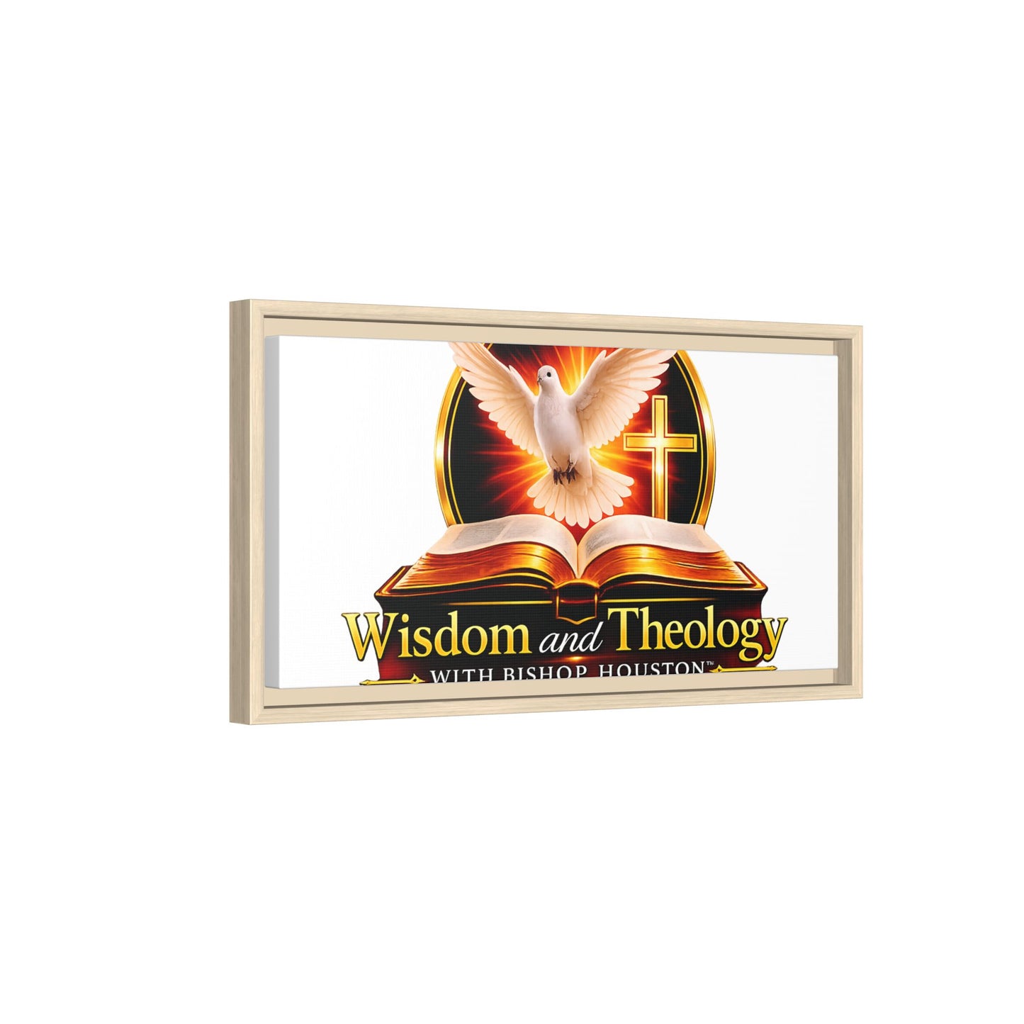 Framed Canvas Print — "Wisdom and Theology" Dove & Bible Wall Art