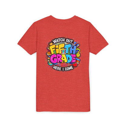 Fifth Grade T‑Shirt for Kids - "Watch Out Fifth Grade Here I Come" Back-to-School Tee
