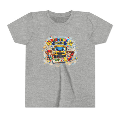 Youth Tee — "Headstart All-Star" Cute School Bus & Characters Back-to-School Shirt