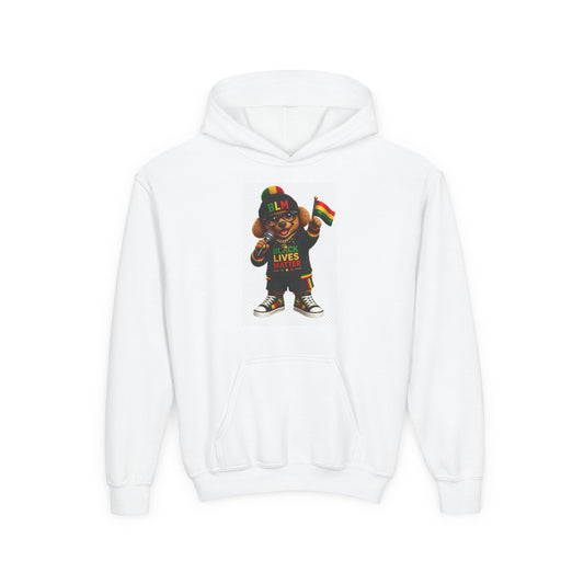 Youth Hoodie — Black Lives Matter Rasta Bear Graphic