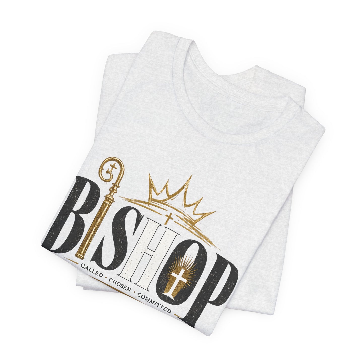 Bishop Graphic Tee — 'BISHOP' Crown & Crosier Church Leadership Shirt