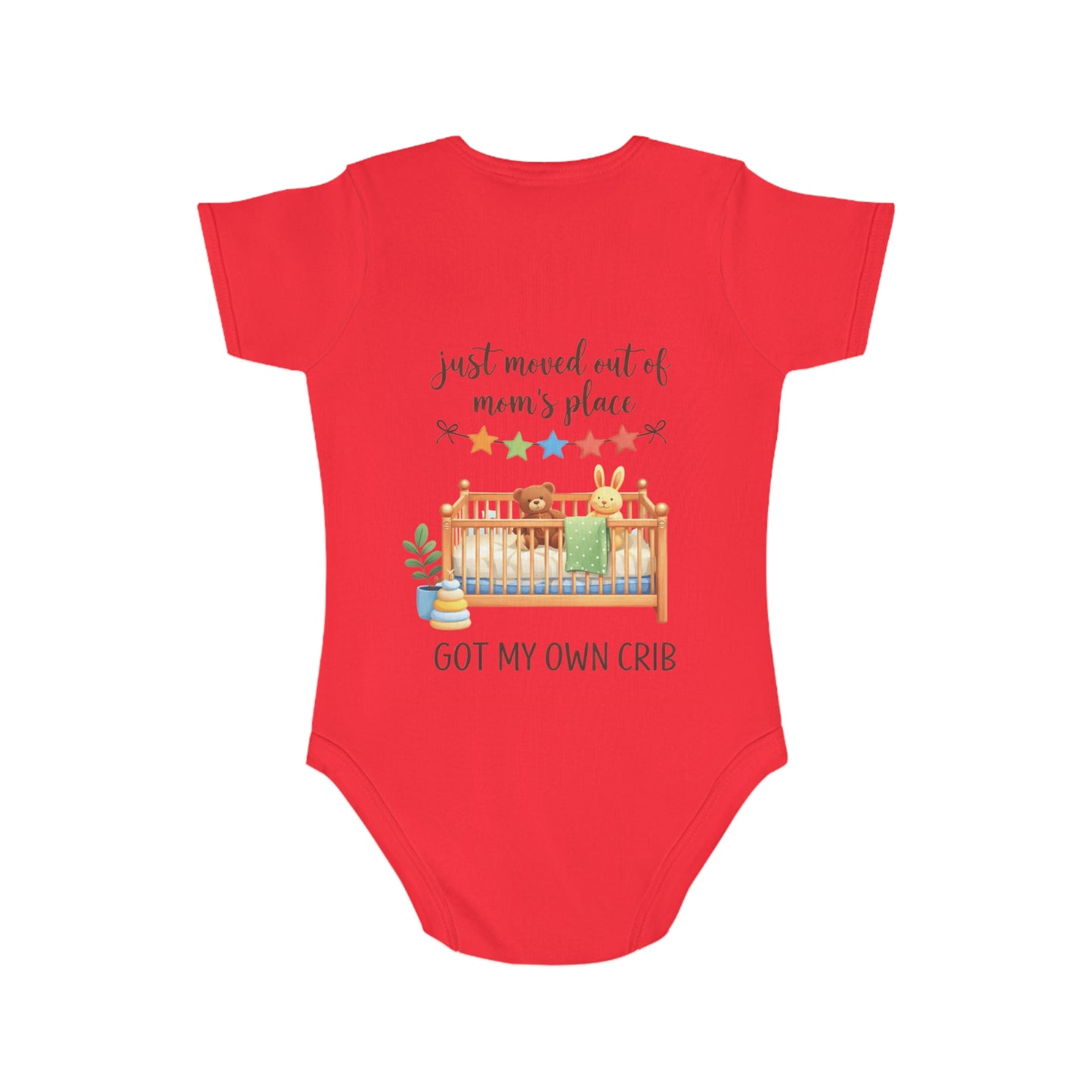 Baby Bodysuit "Just Moved Out of Mom's Place — Got My Own Crib" Cute Newborn Onesie