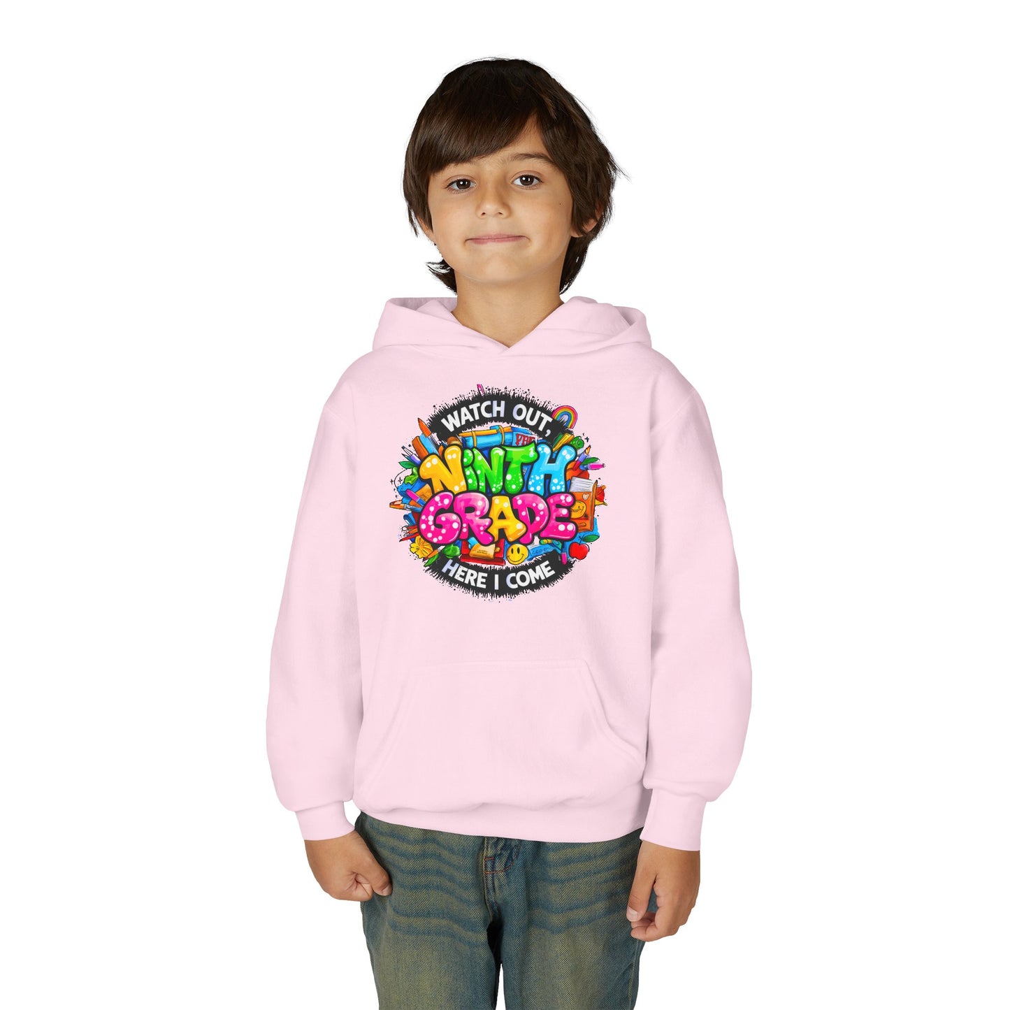 Kids' 4th Grade Hoodie – "Watch Out 4th Grade Here I Come" Colorful Back-to-School Sweatshirt