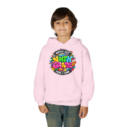 Kids' 4th Grade Hoodie – "Watch Out 4th Grade Here I Come" Colorful Back-to-School Sweatshirt