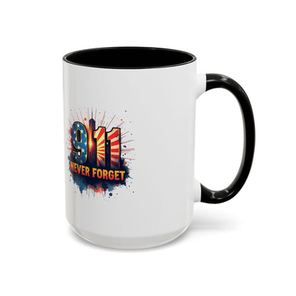9/11 Never Forget Coffee Mug — Patriotic Memorial Accent Mug