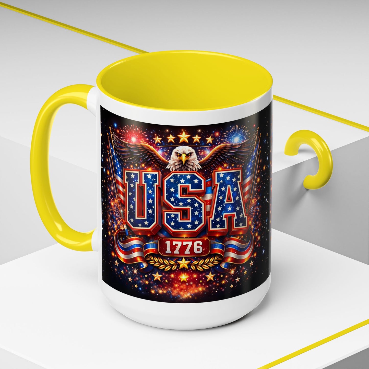 USA Eagle Coffee Mug – Patriotic 1776 Accent Mug (11/15oz)