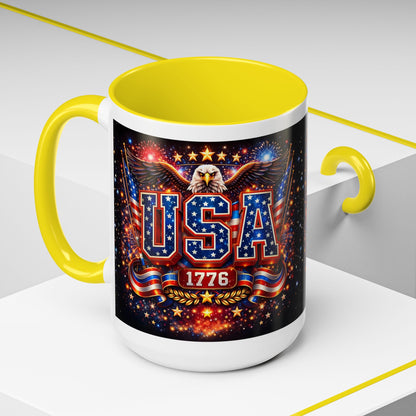 USA Eagle Coffee Mug – Patriotic 1776 Accent Mug (11/15oz)