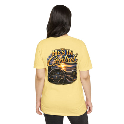 He's In Control T-Shirt — Christian Faith Car Steering Design