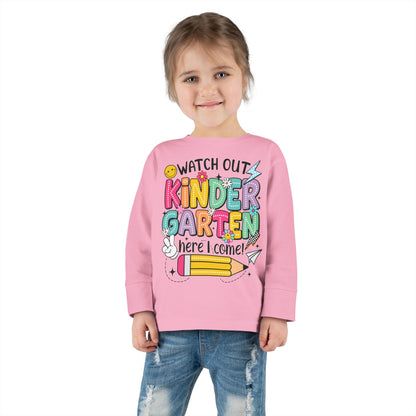 Kindergarten Here I Come Toddler Long Sleeve Tee