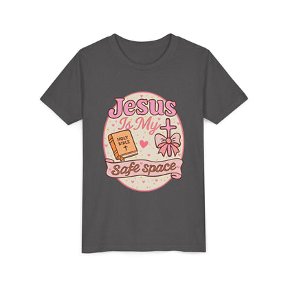 Youth Tee — "Jesus Is My Safe Space" Christian Kids T-Shirt