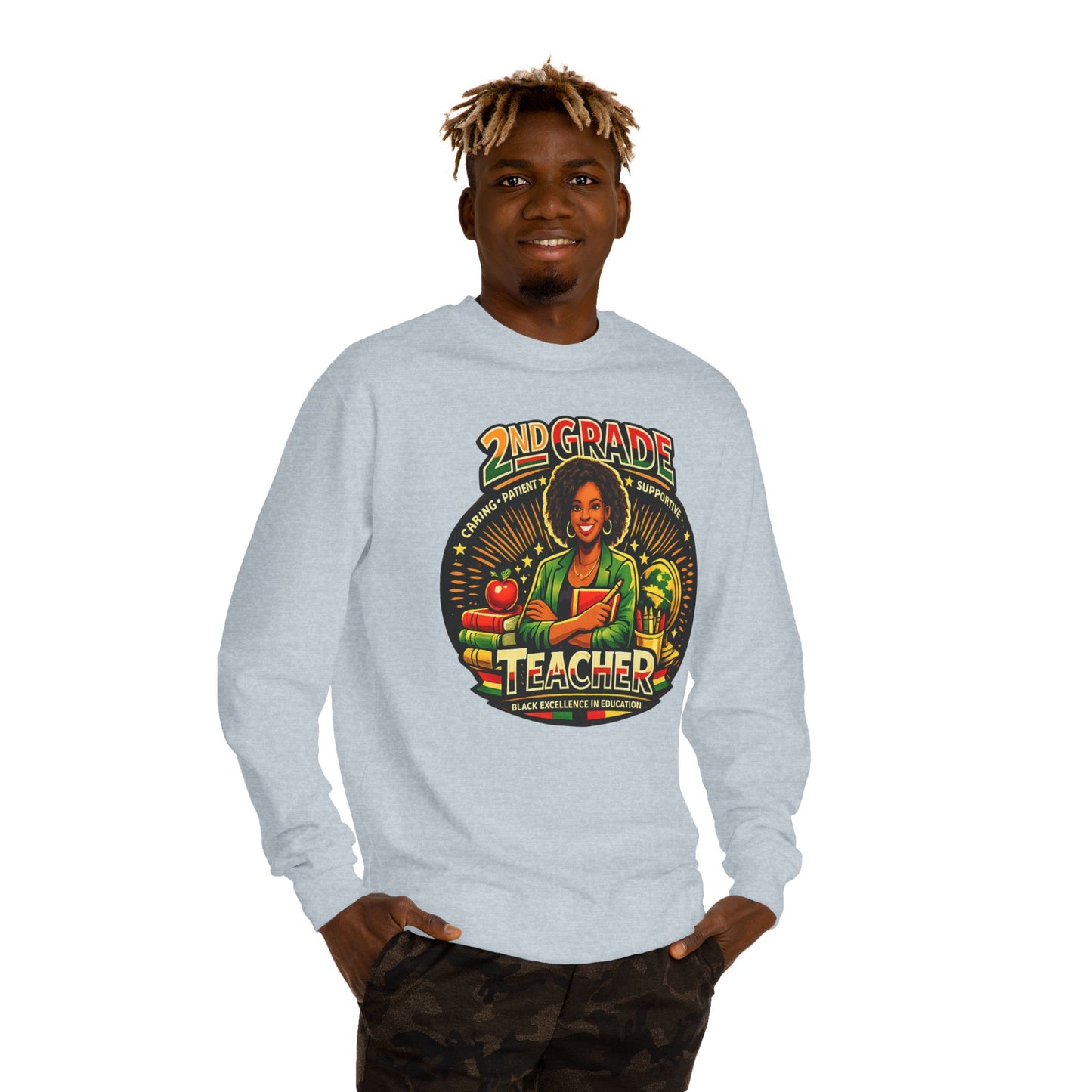 2nd Grade Teacher Sweatshirt — Proud Black Educator Crewneck