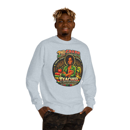 2nd Grade Teacher Sweatshirt — Proud Black Educator Crewneck