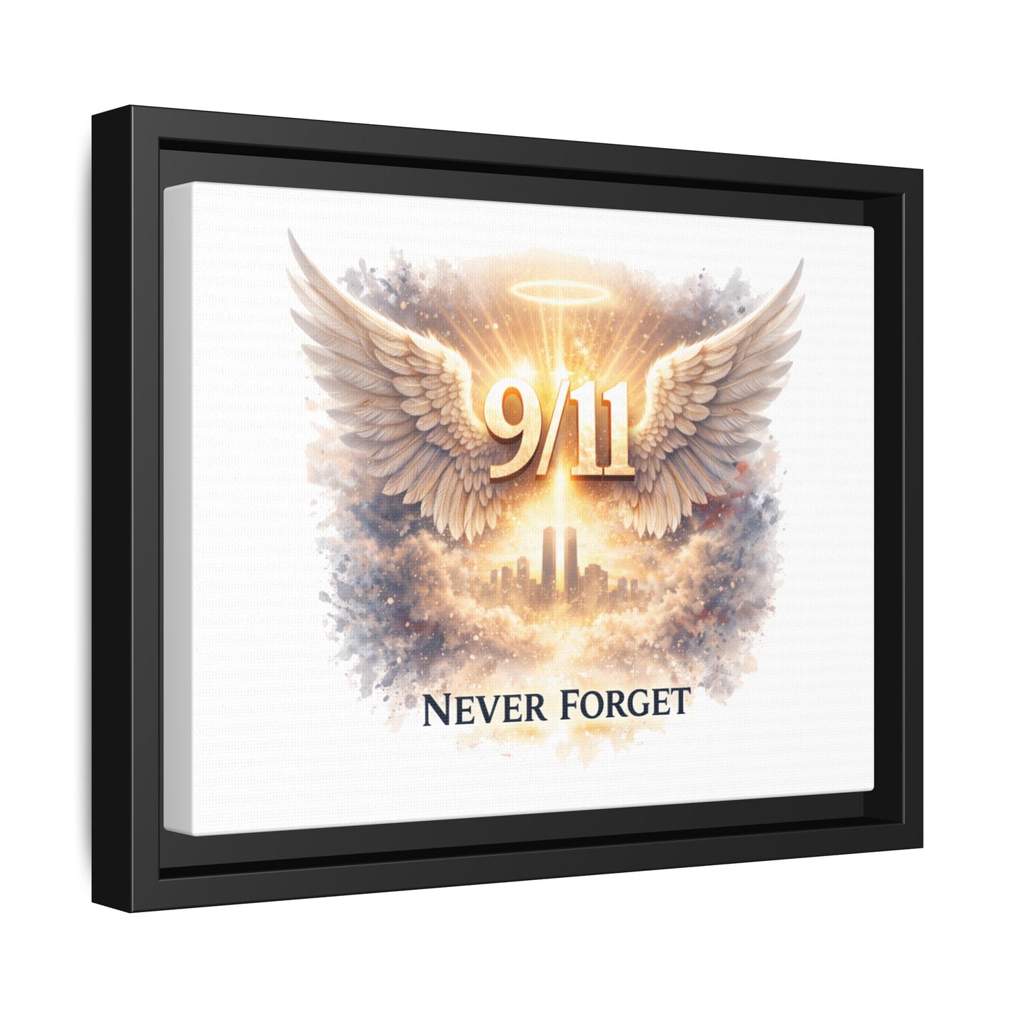 9/11 Memorial Matte Canvas Print — "Never Forget" Framed Wall Art