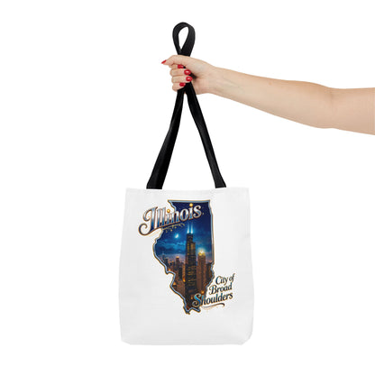 Illinois Skyline Tote Bag — "City of Broad Shoulders" Chicago Night Design