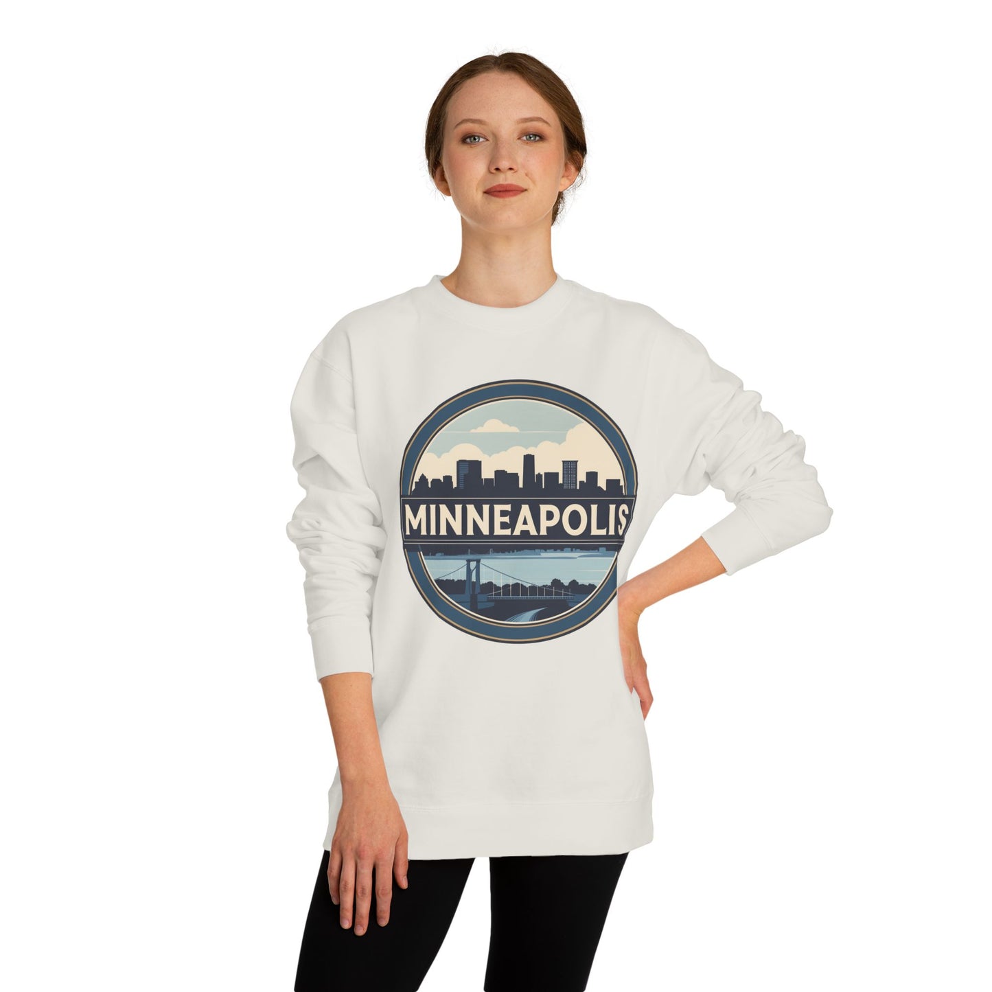 Minneapolis Skyline Crewneck Sweatshirt — Vintage Cityscape Design