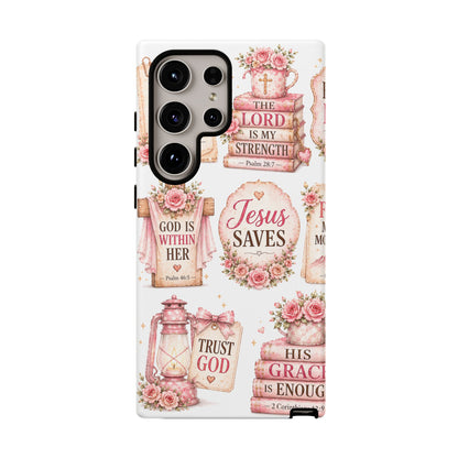 Faith Phone Case — 'Jesus Saves' Floral Christian Scripture iPhone Case