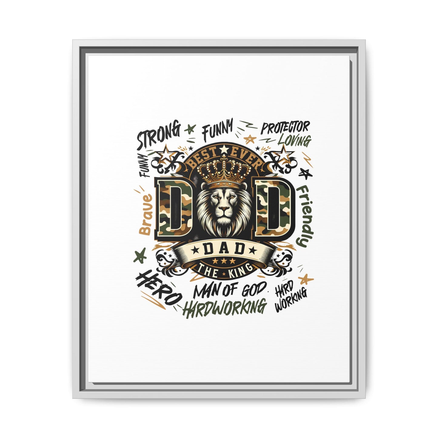 Framed Matte Canvas 'Best Ever DAD' Wall Art – Lion King Design, Father’s Day Gift