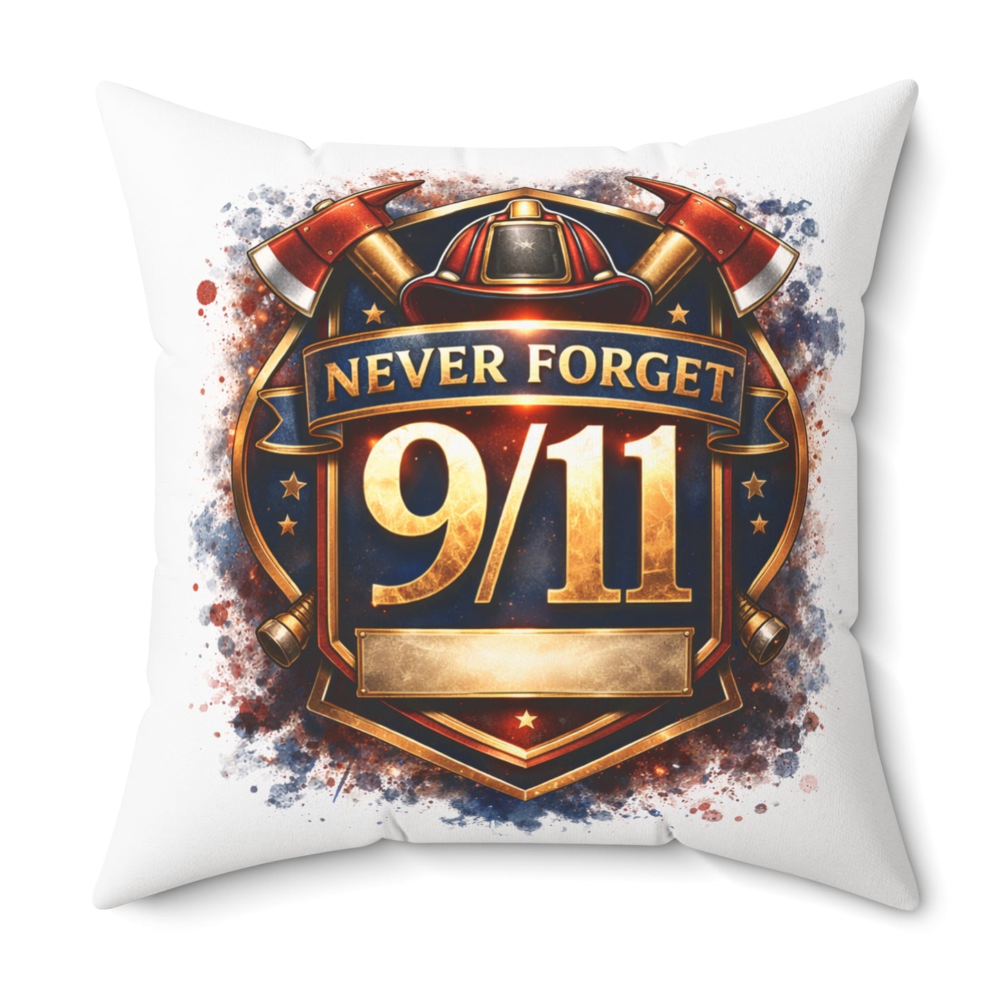 Never Forget 9/11 Memorial Throw Pillow — Patriotic Remembrance Accent Pillow