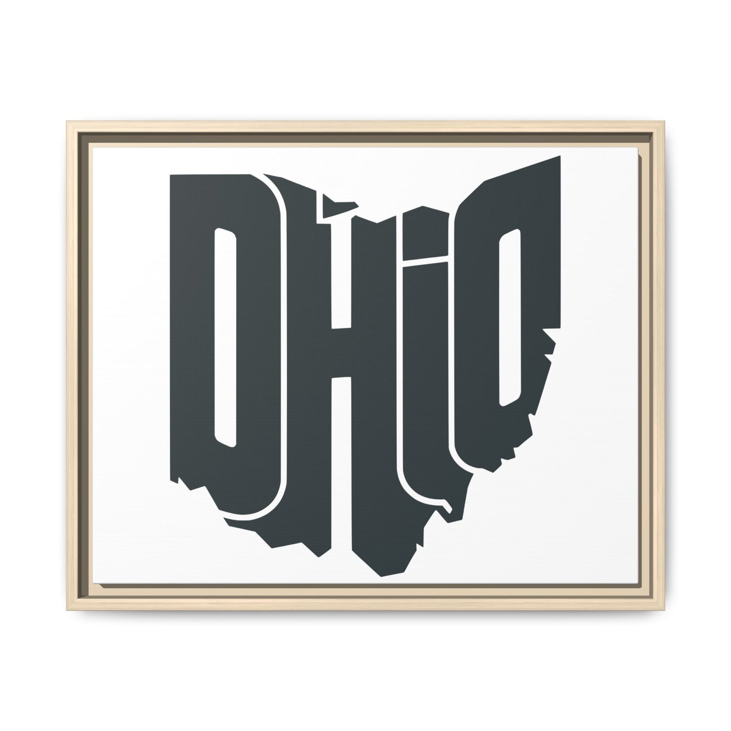 Ohio State Silhouette Matte Framed Canvas — Modern State Wall Art