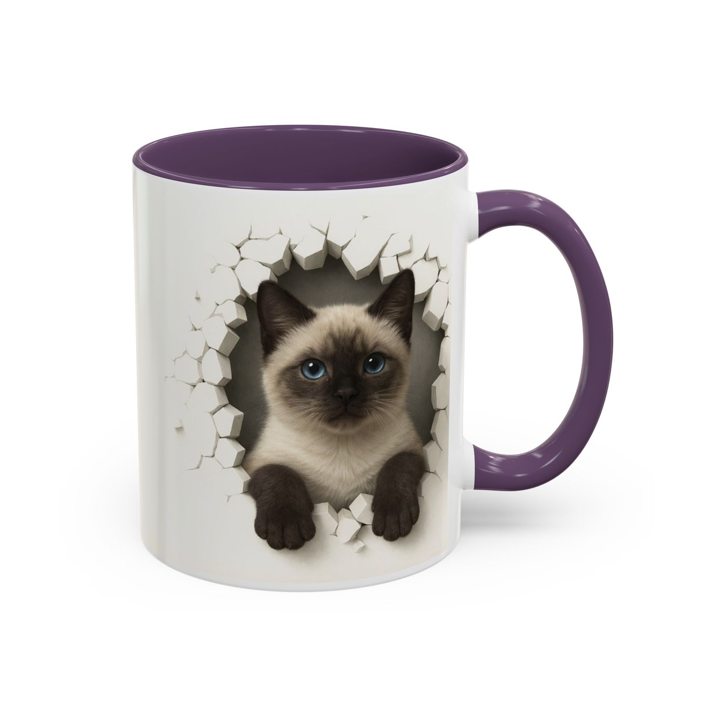 Siamese Cat Peeking Accent Coffee Mug (11/15oz)