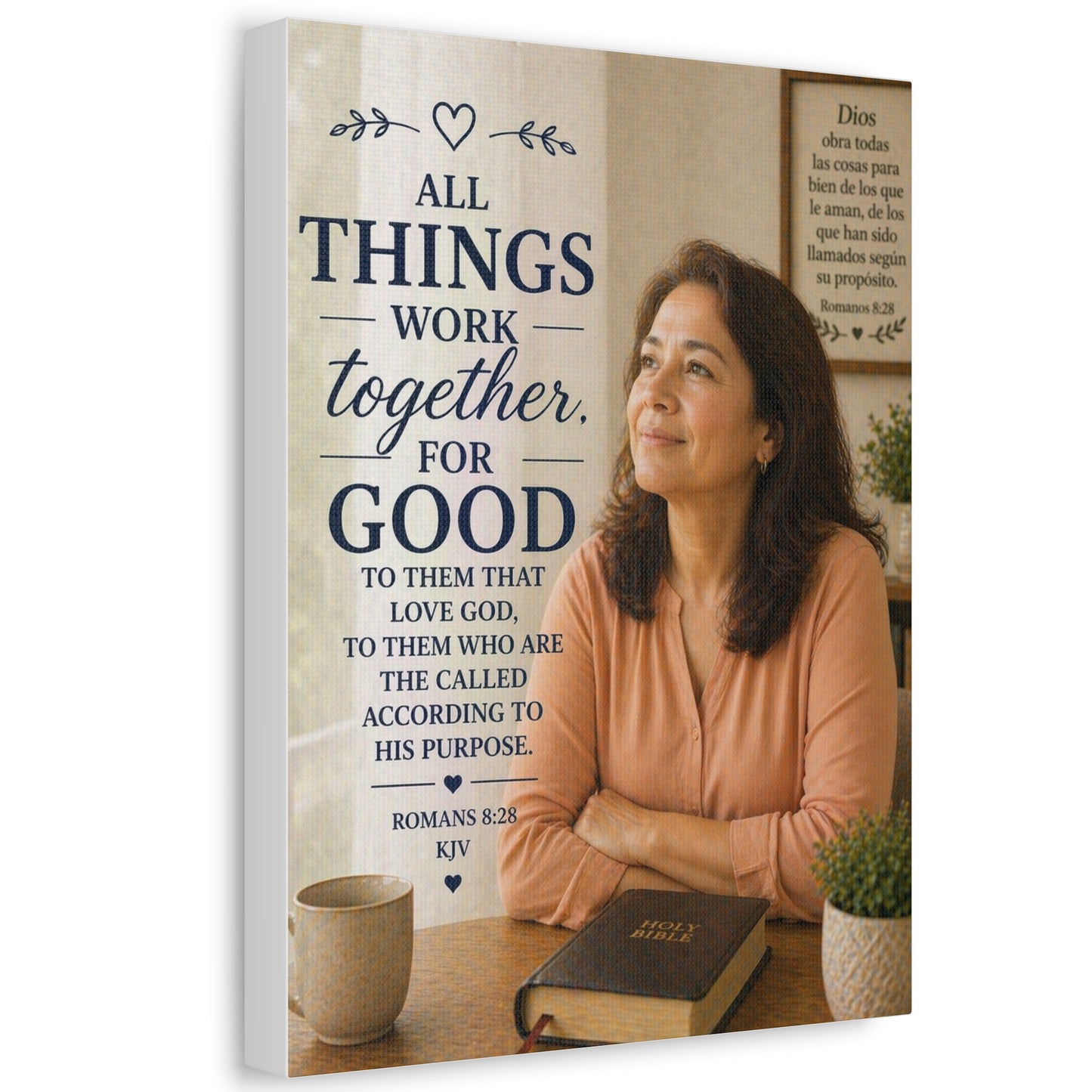 All Things Work Together for Good Canvas Wall Art — Romans 8:28 Christian Faith Print