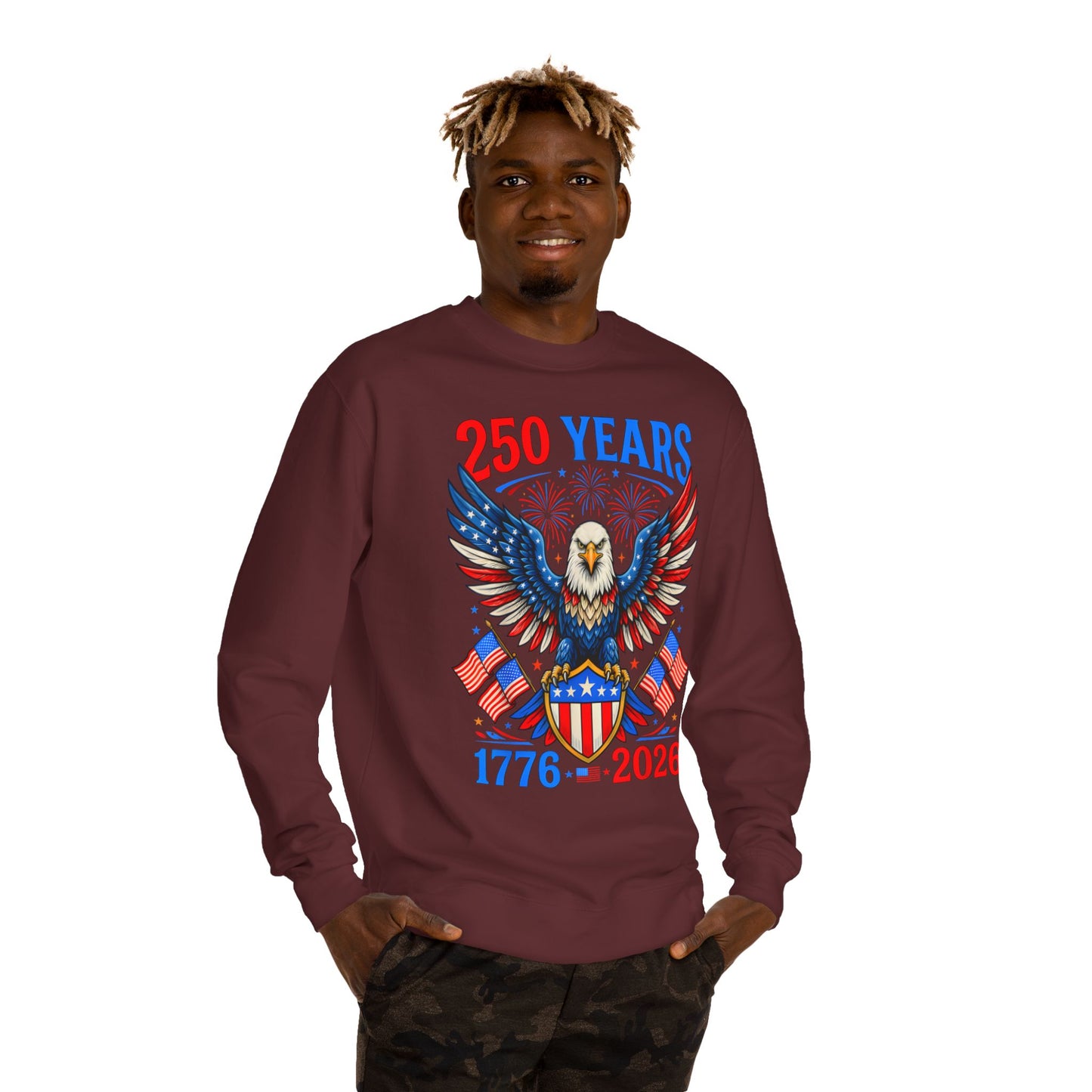 250 Years 1776–2026 Eagle Crewneck Sweatshirt — Patriotic 250th Anniversary