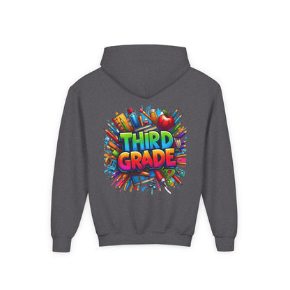 Third Grade Kids Hoodie — Colorful School Supplies Back-to-School Sweatshirt