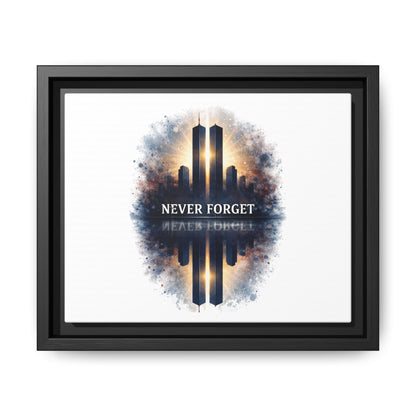 Never Forget Twin Towers Framed Canvas Print