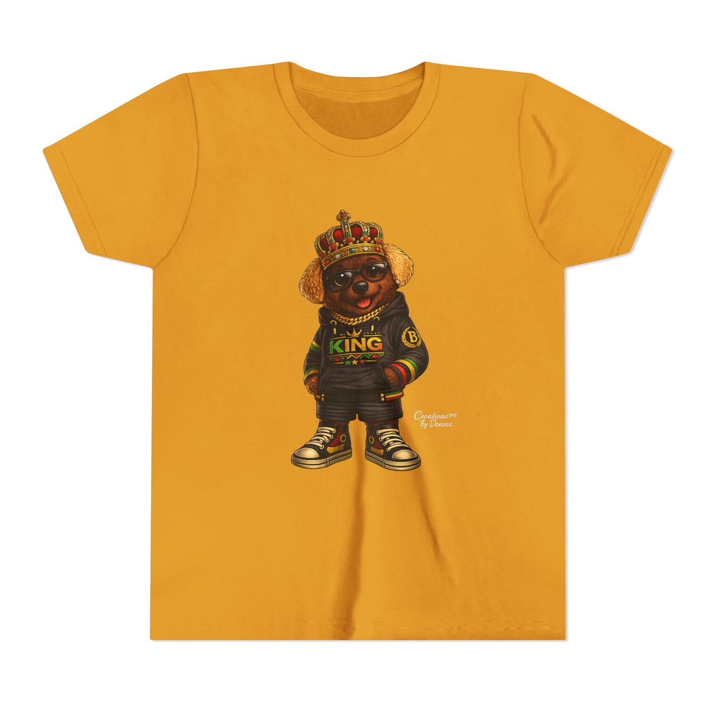 Youth Tee — 'Lil King' Crowned Bear Graphic Shirt