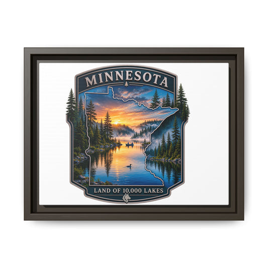Minnesota Lakes Matte Canvas Print (Framed) — 'Land of 10,000 Lakes' Scenic Wall Art