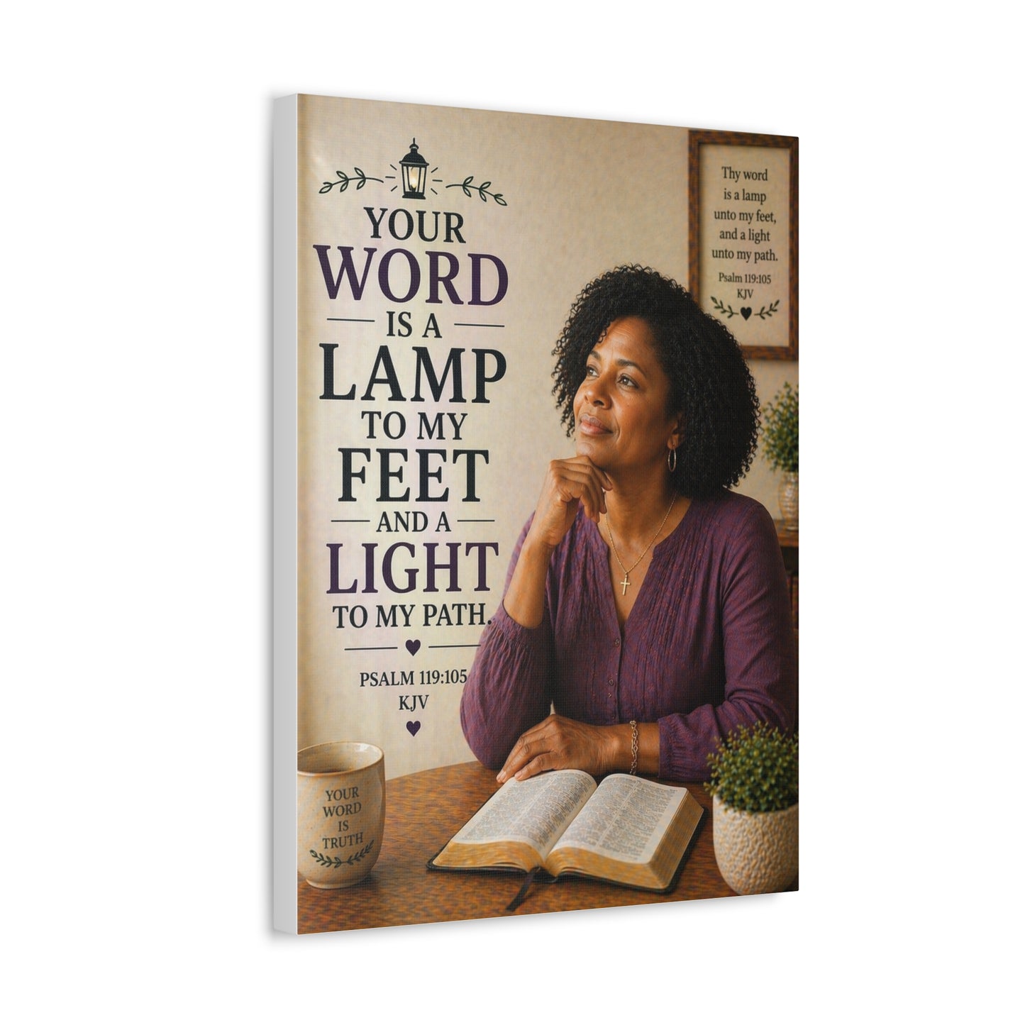 Stretched Canvas - "Your Word Is a Lamp to My Feet" Inspirational Scripture Wall Art (Psalm 119:105)