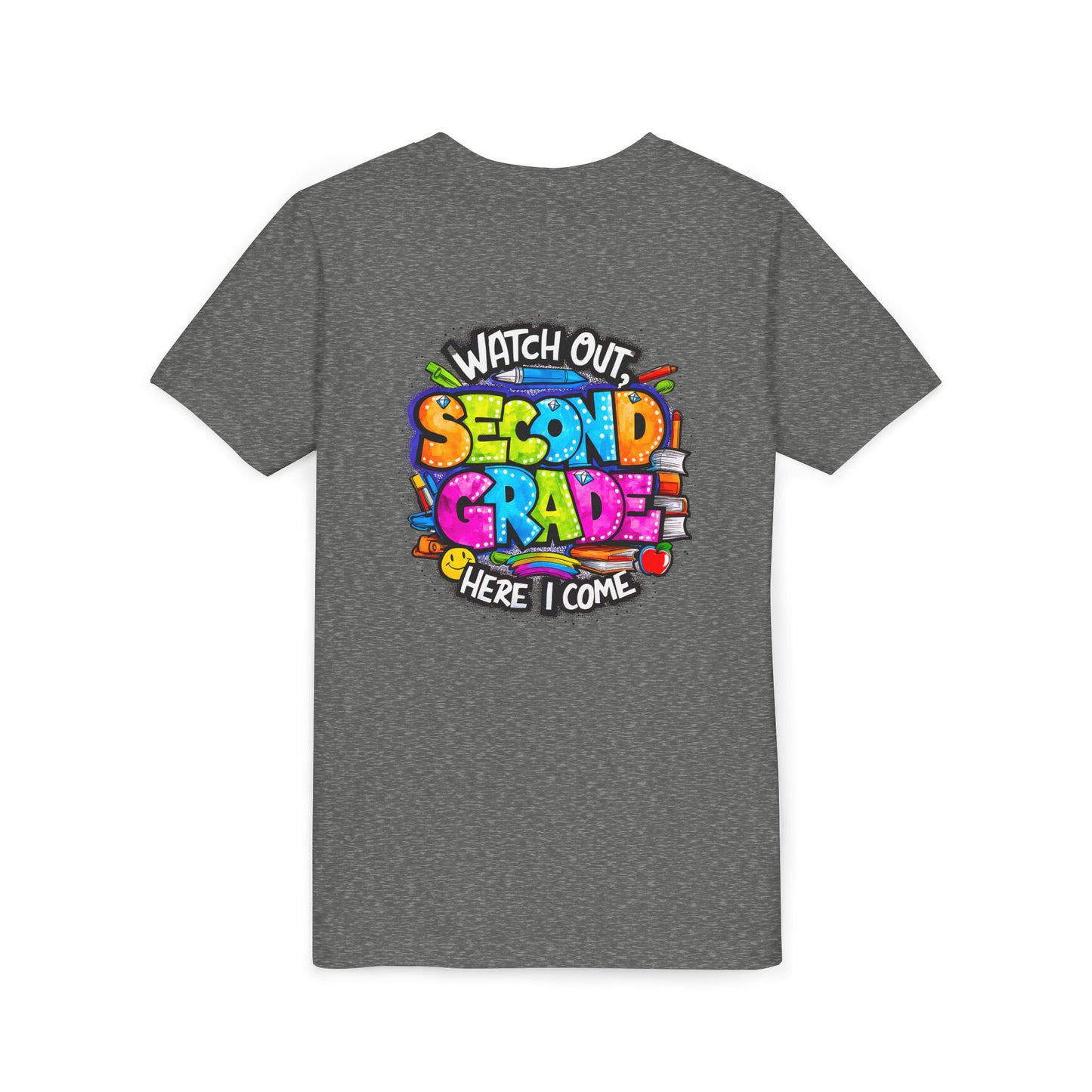 Second Grade Kids Tee - "Watch Out Second Grade Here I Come" Colorful Back-to-School Shirt