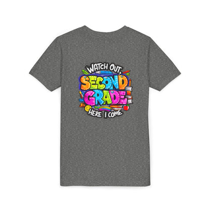 Second Grade Kids Tee - "Watch Out Second Grade Here I Come" Colorful Back-to-School Shirt