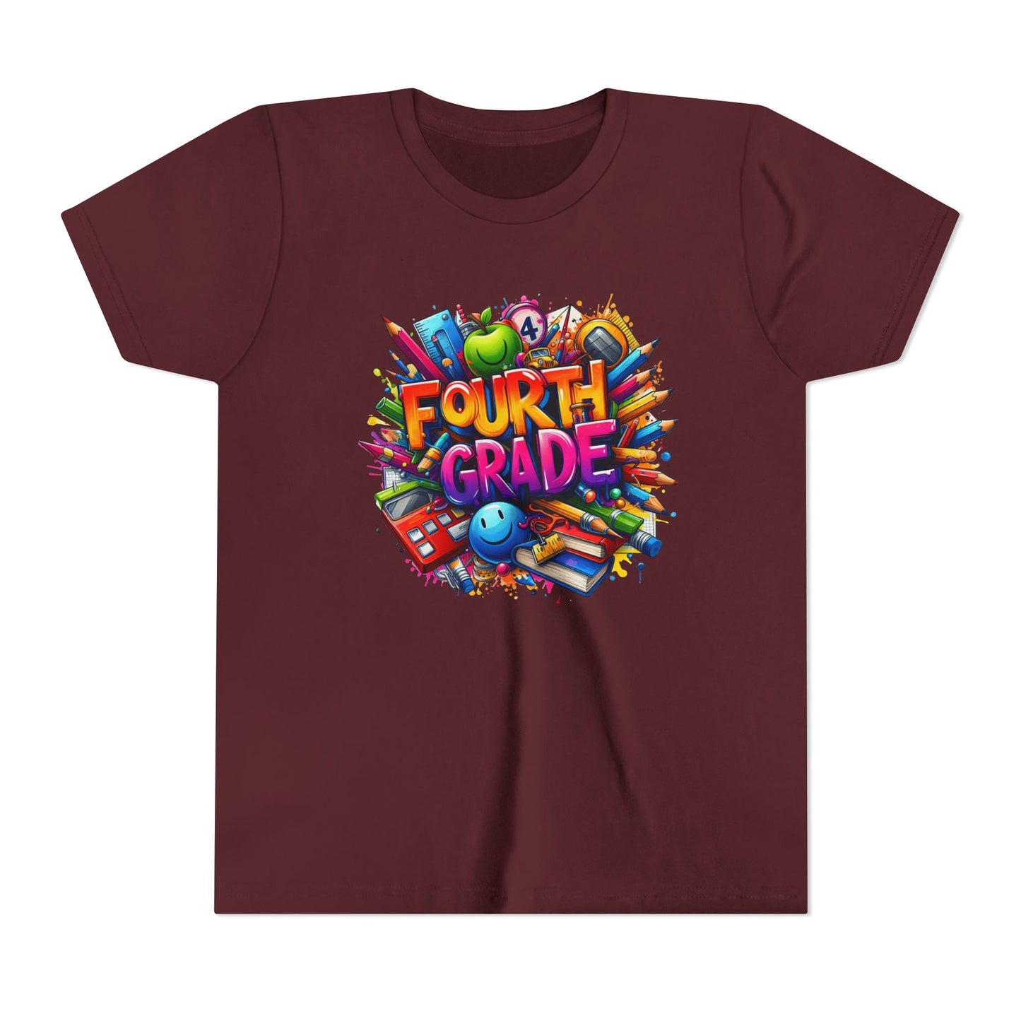 Fourth Grade Youth T‑Shirt – Colorful School Supplies Back to School Tee