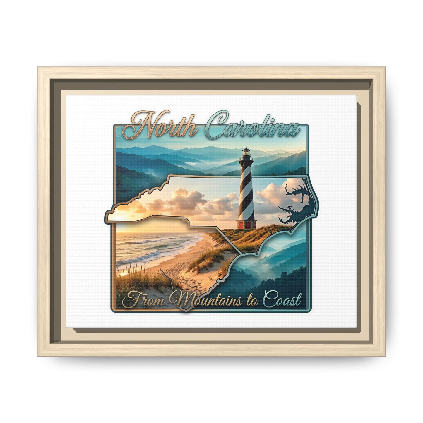 North Carolina Matte Canvas Wall Art — "From Mountains to Coast" Framed Print