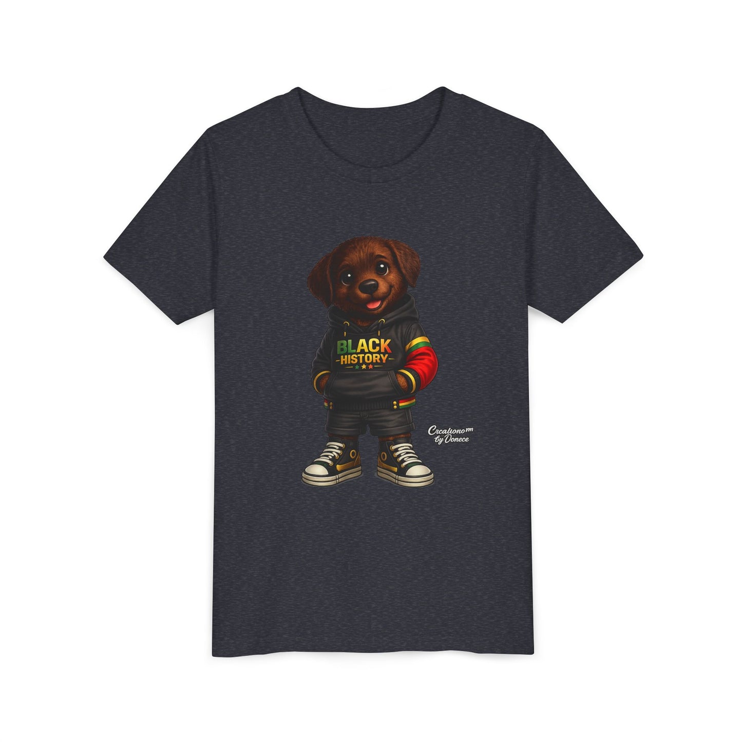 Youth Tee — Cute Puppy 'Black History' Graphic Shirt