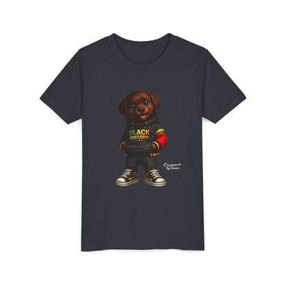 Youth Tee — Cute Puppy 'Black History' Graphic Shirt