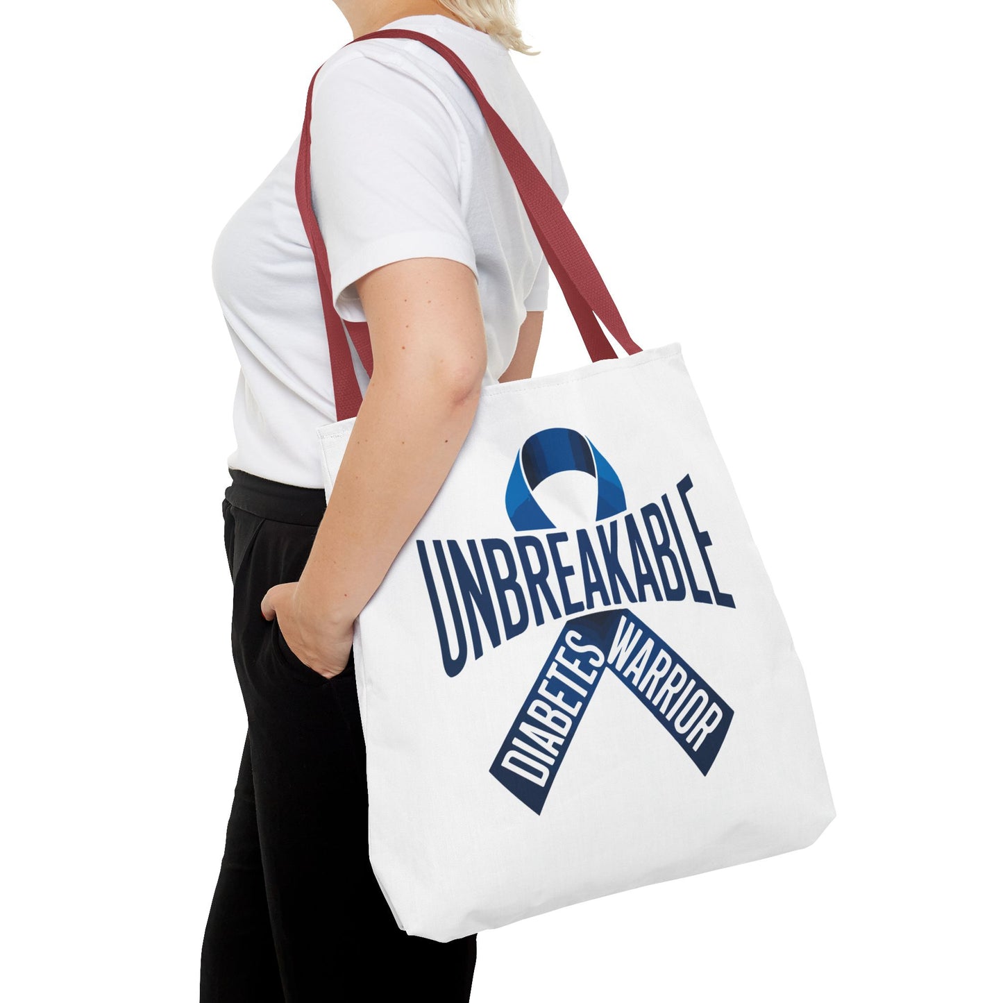Diabetes Warrior Unbreakable Tote Bag – Blue Awareness Ribbon All-Over Print