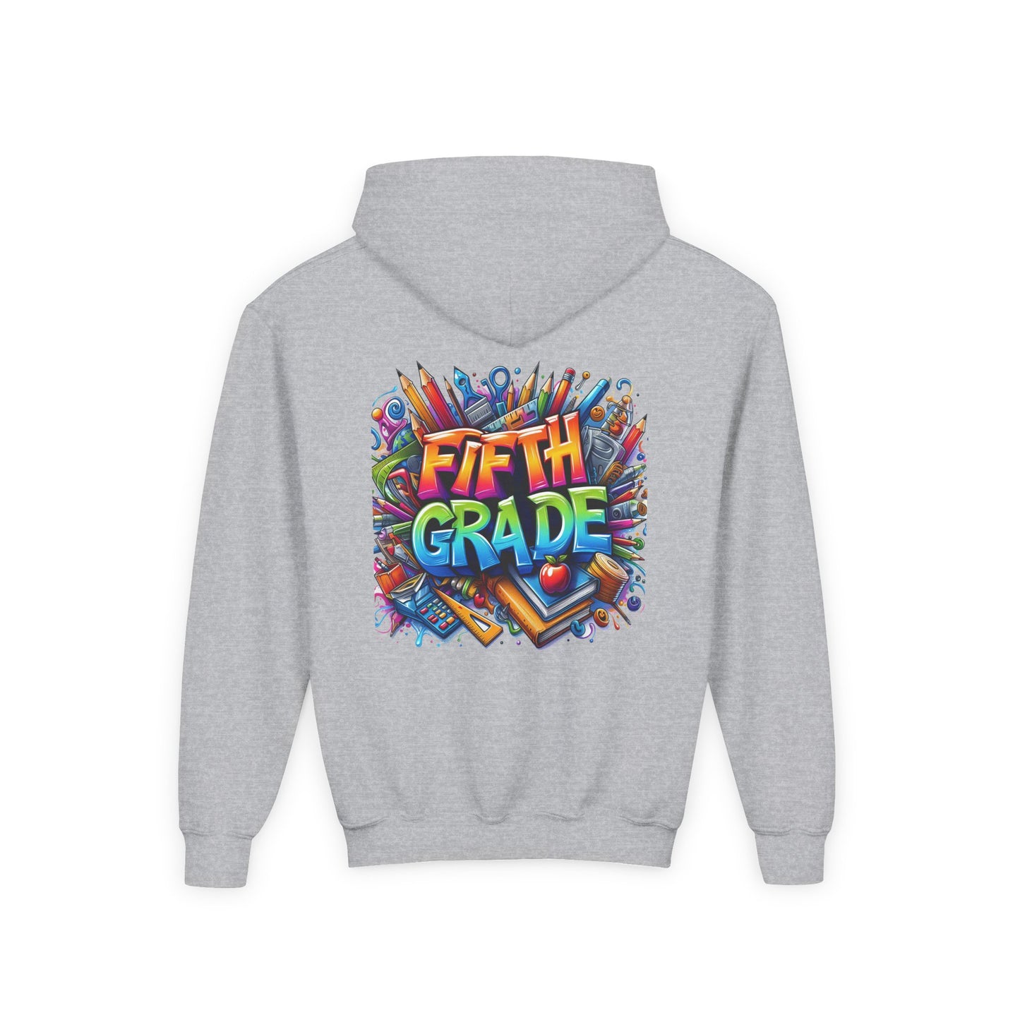 Fifth Grade Kids Hoodie - Colorful School Supplies Back-to-School Sweatshirt