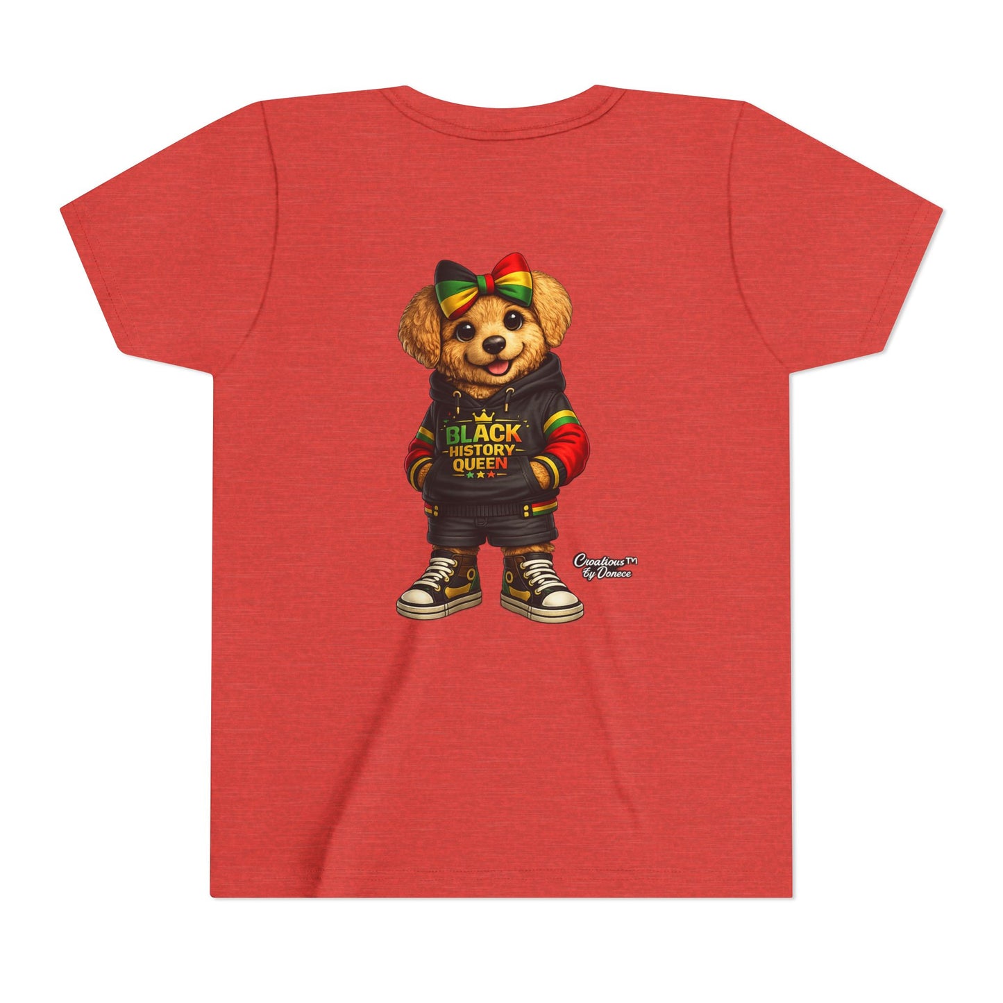 Youth Tee — Black History Queen Bear Graphic T-Shirt