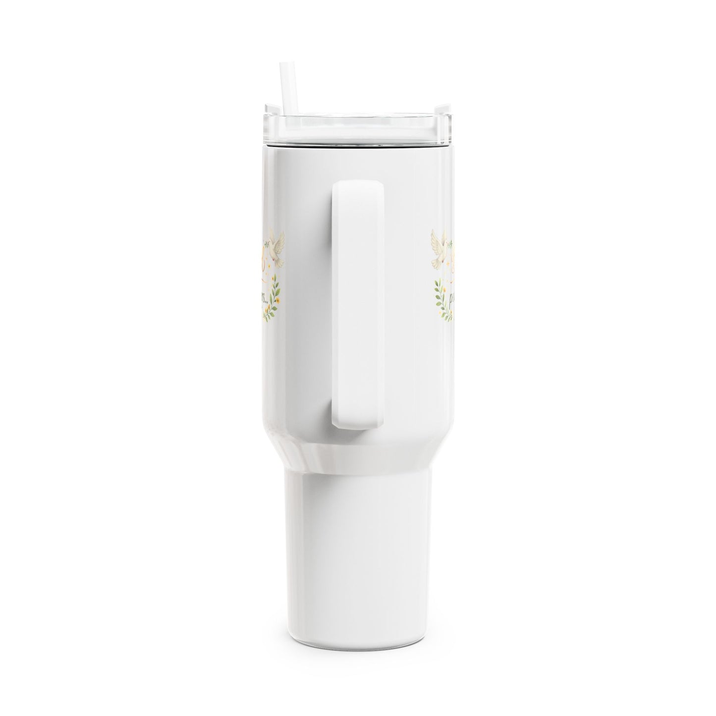 Tumbler — “Blessed Are the Peacemakers” 40oz Floral Scripture Travel Mug