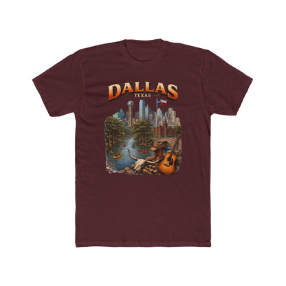 Dallas Skyline Graphic Tee — Retro Cityscape with Guitar
