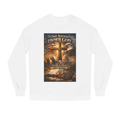 Patriotic Christian Sweatshirt — "One Nation Under God" 25 Years of Faith Crewneck