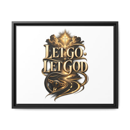 Let Go, Let God Framed Canvas Wall Art — Inspirational Christian Decor