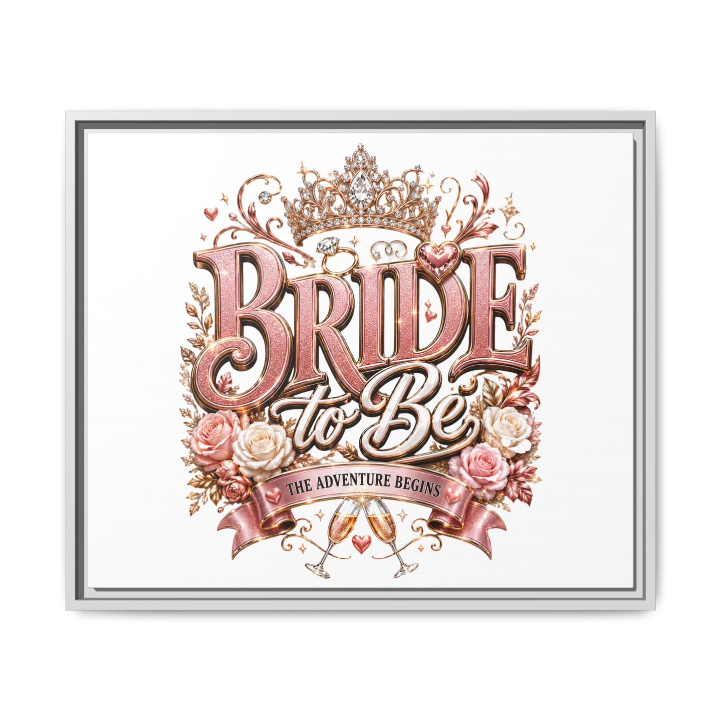 Bride to Be Framed Canvas - 'The Adventure Begins' Bridal Wall Art