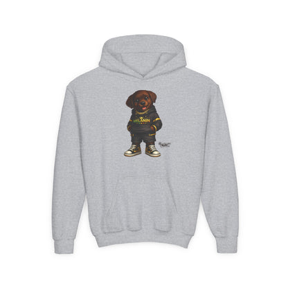 Youth Melanin Pup Hoodie – Cute Rottweiler Cartoon Sweatshirt