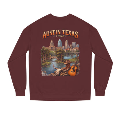 Austin Texas Sweatshirt — Vintage Cityscape & Guitar Crewneck