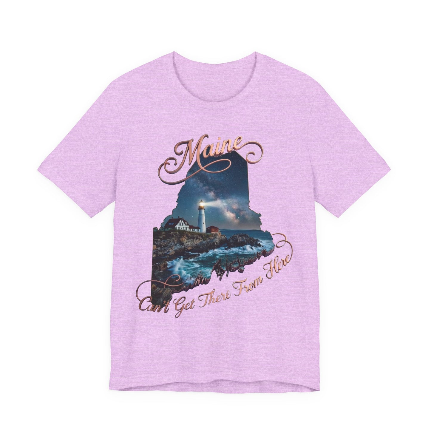 Maine Lighthouse Tee - "Can't Get There From Here" Coastal State Silhouette T-Shirt